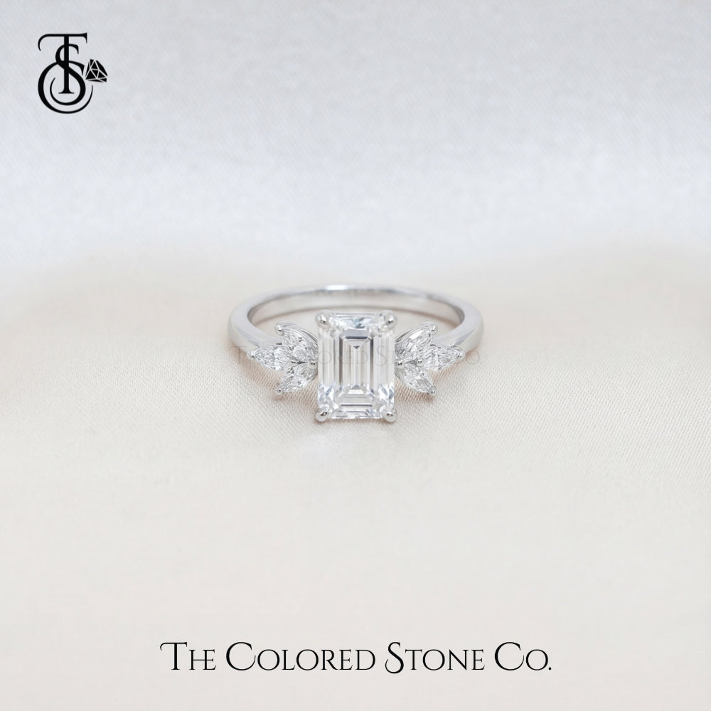 Celeste Ring - Natural Diamond Engagement Ring with Marquise Wings | 18K Gold
