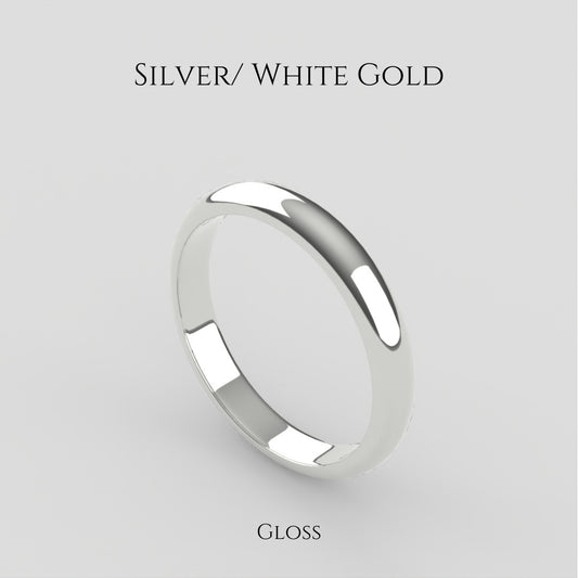 Classic Band Ring in SIlver/ White Gold with Gloss Finish