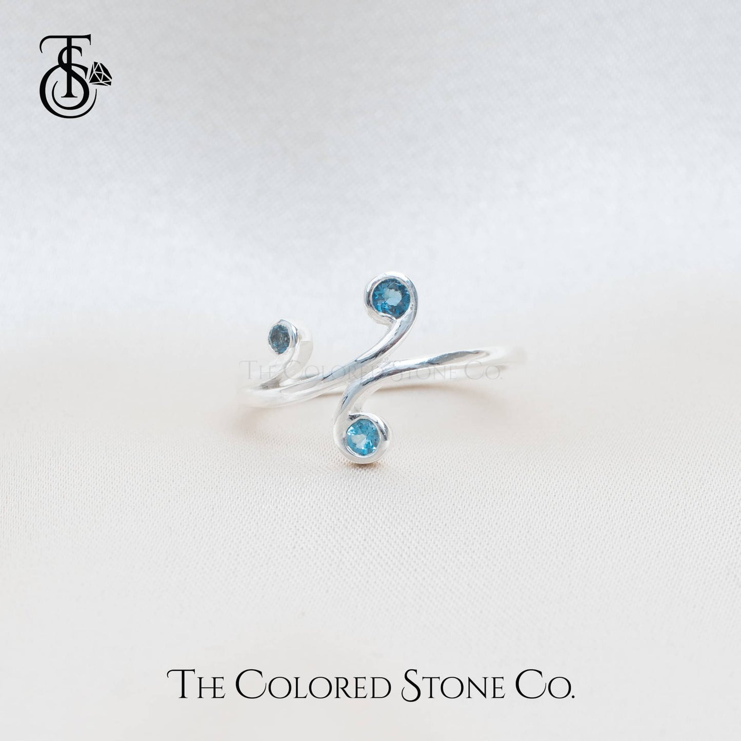 Celestial Swirls Ring- Natural Blue Topaz