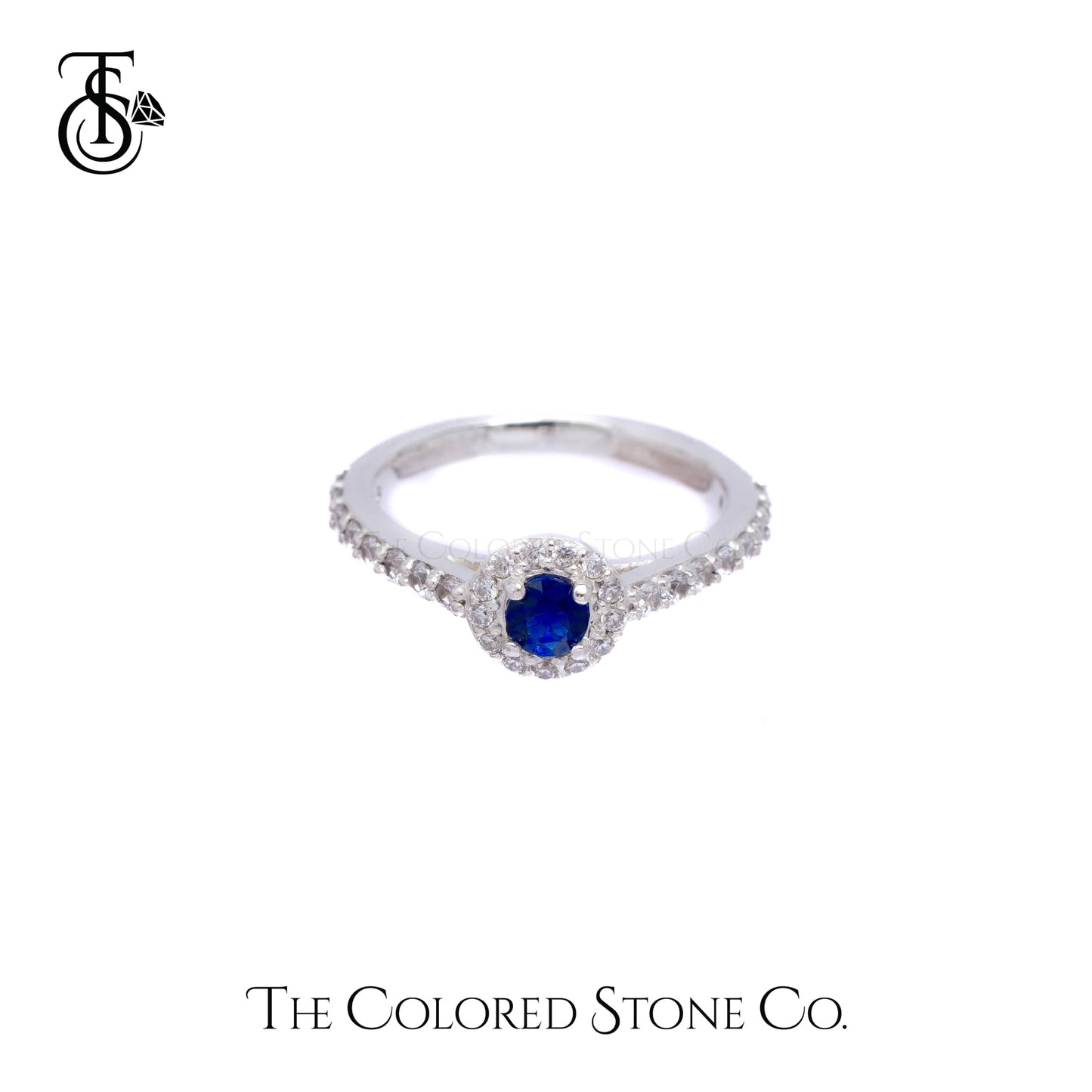 Hay-lo Ring- Lab Sapphire & American Diamond (CZ)