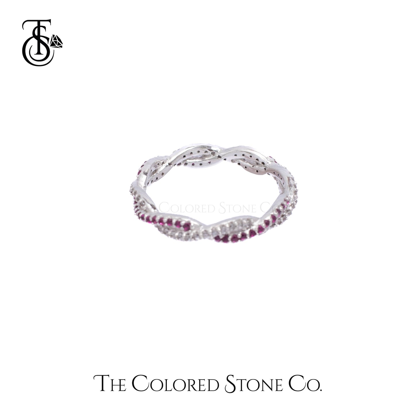 Dreamy Twist Ring- Lab Ruby & American Diamond (CZ)