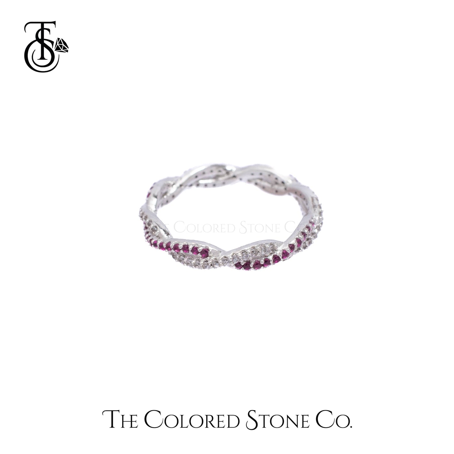 Dreamy Twist Ring- Lab Ruby & American Diamond (CZ)