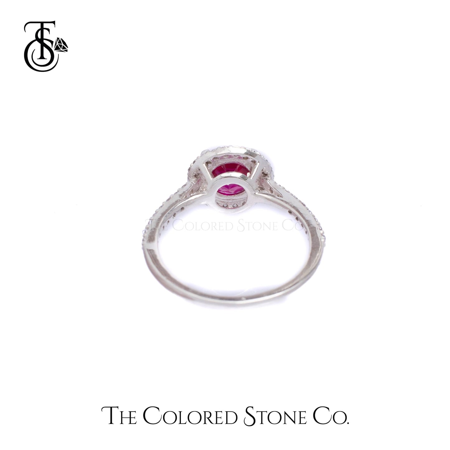 Majestic Halo Ring - Lab Ruby & White Cubic Zirconia