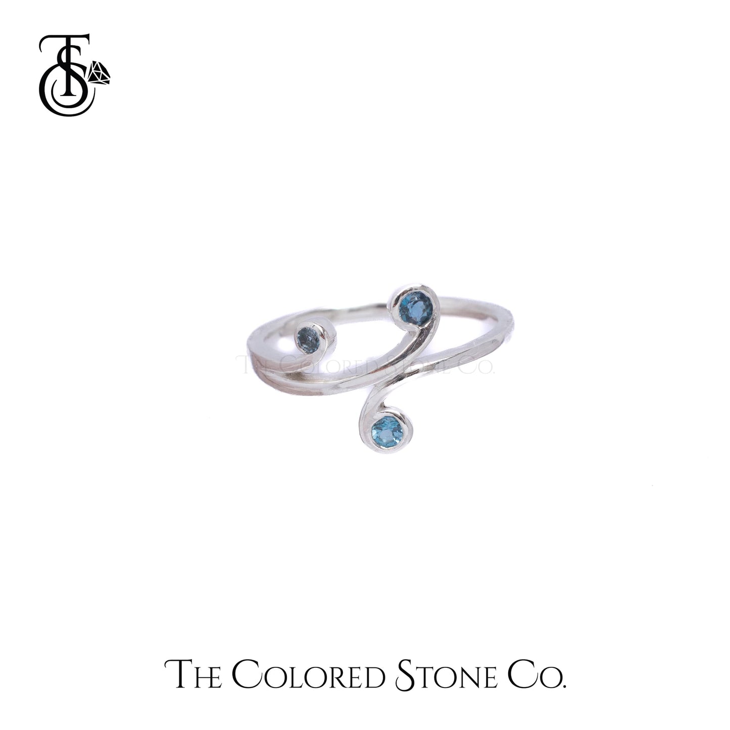 Celestial Swirls Ring- Natural Blue Topaz