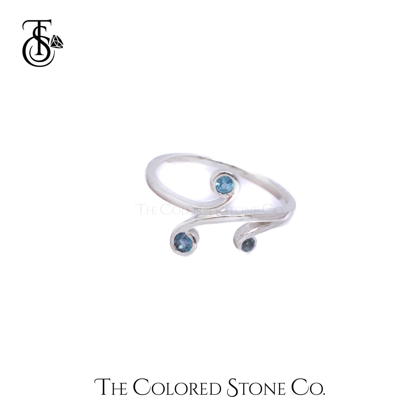 Celestial Swirls Ring- Natural Blue Topaz