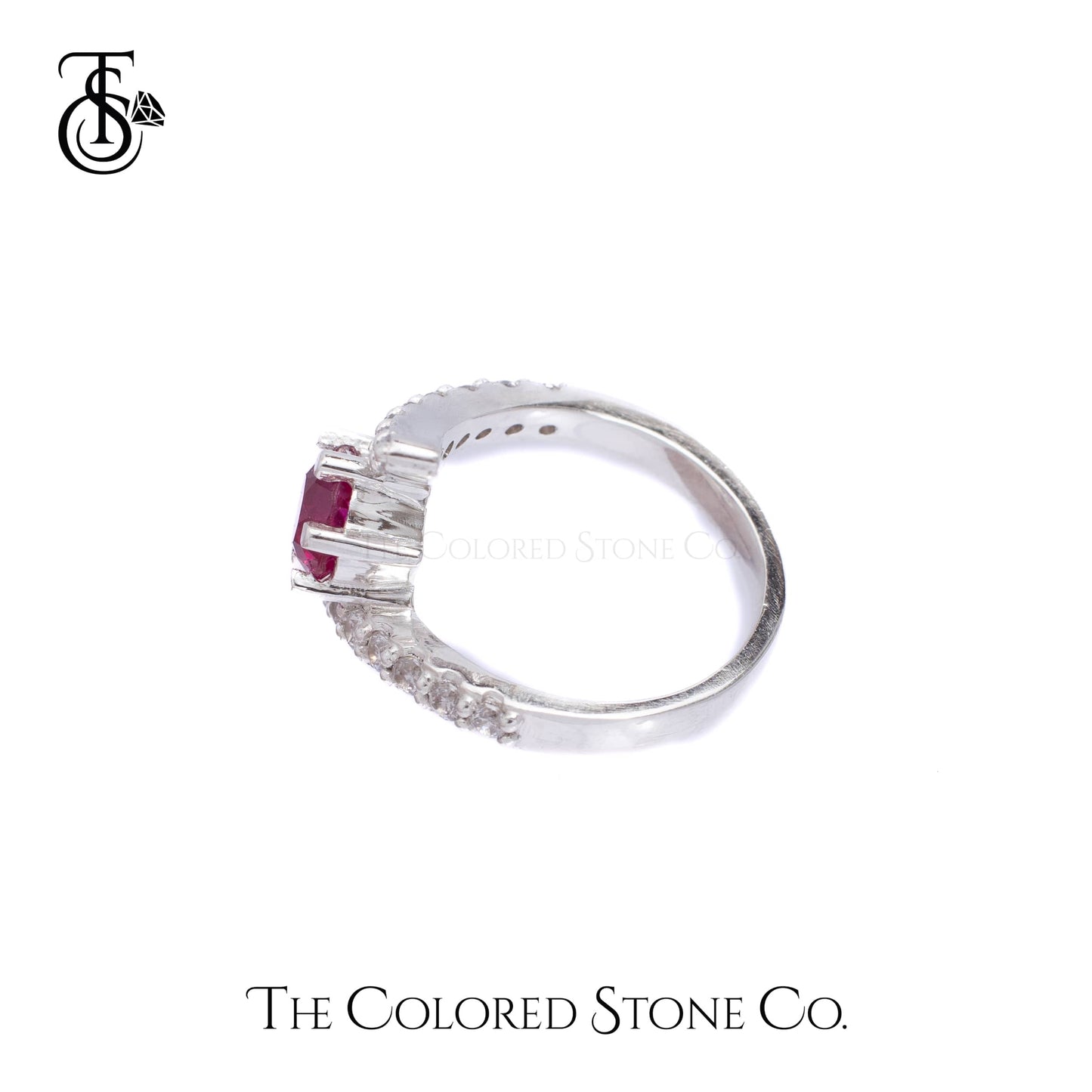 Whirls Ring- Lab Ruby & American Diamond (CZ)