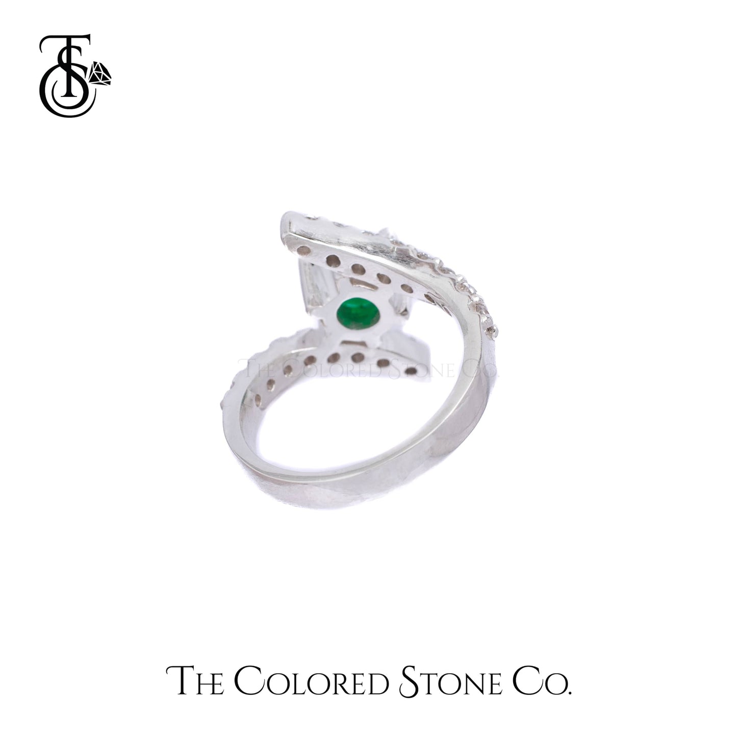 Whirls Ring- Lab Emerald & American Diamond (CZ)