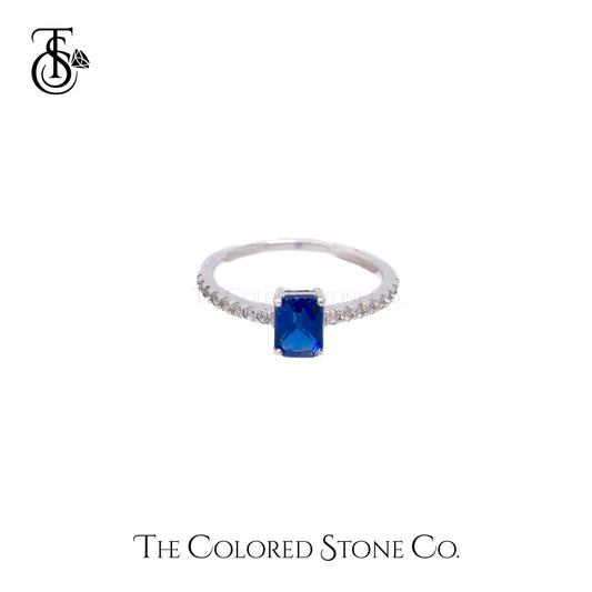 Simplicity Ring - Lab Sapphire Checkerboard Cut