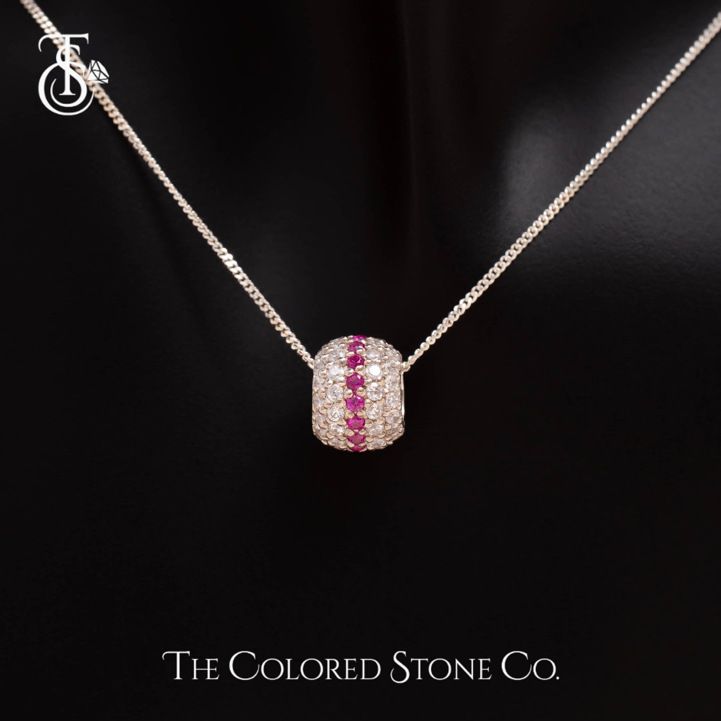 Mini Echo Pendant - Lab Ruby & American Diamond