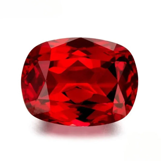 Long Cushion Lab Grown Ruby (Pigeon's Blood Red Color) Front View
