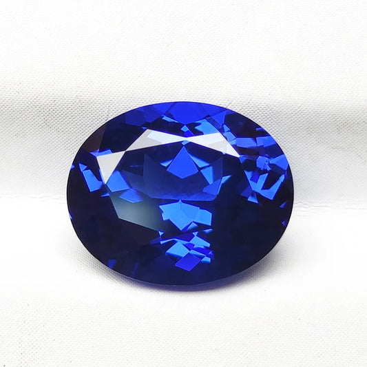 Oval Royal Blue Lab Grown Sapphire Top View