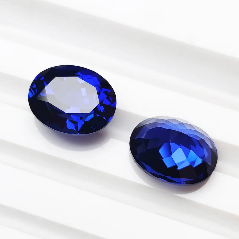 Oval Royal Blue Lab Grown Sapphire Top & Bottom VIew