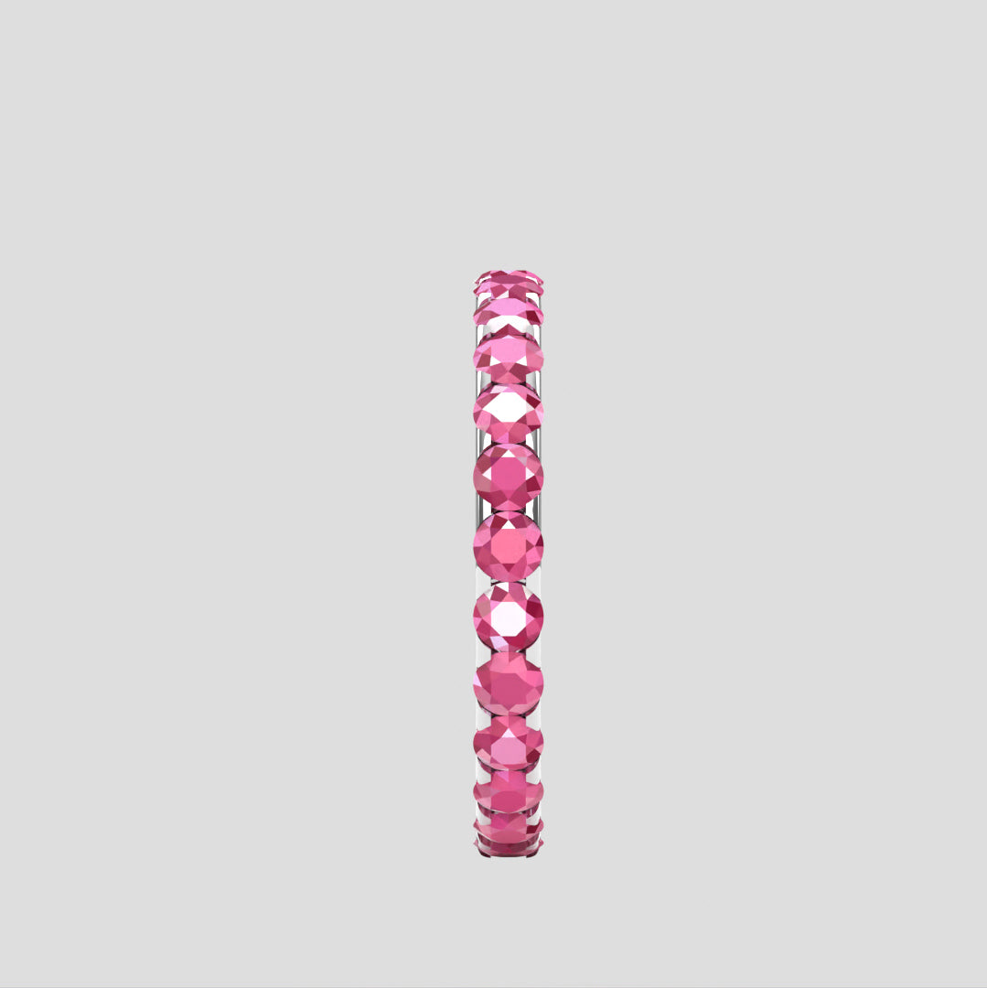 Pink Sapphire Eternity Ring/Band Side View