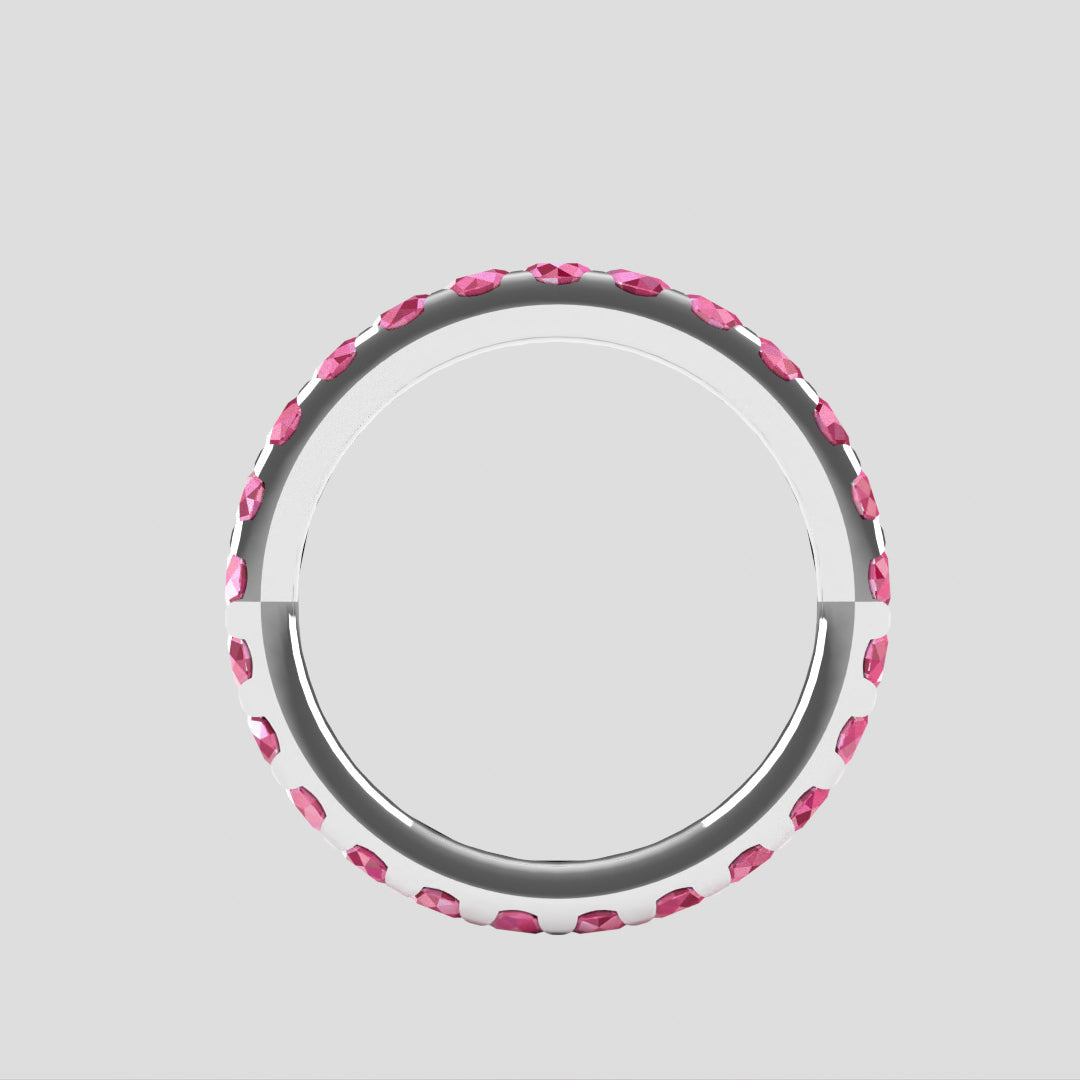 Pink Sapphire Eternity Ring/Band Front View