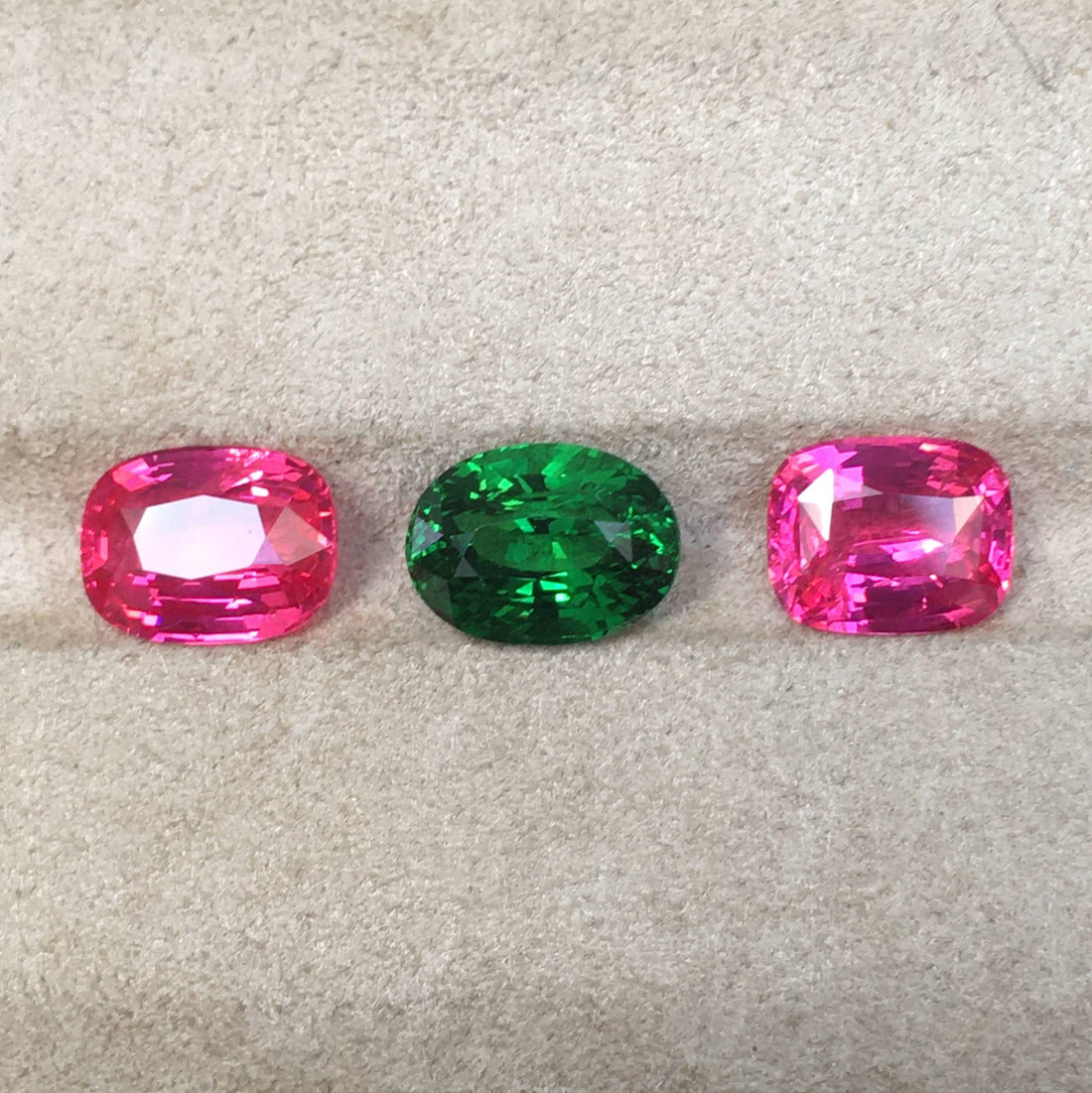 Mahenge Spinel, Kenyan Tsavorite, Pink Sapphire