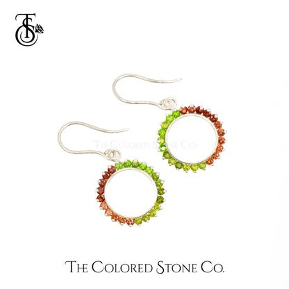 Hoopies Hanging Earrings - Natural Garnets
