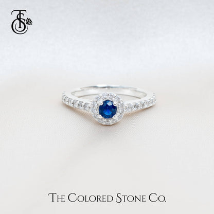 Hay-lo Ring- Lab Sapphire & American Diamond (CZ)