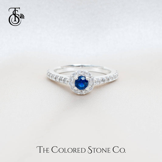 Hay-lo Ring- Lab Sapphire & American Diamond (CZ)