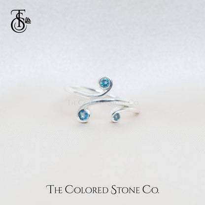 Celestial Swirls Ring- Natural Blue Topaz