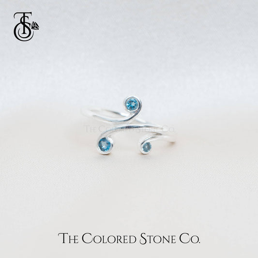 Celestial Swirls Ring- Natural Blue Topaz