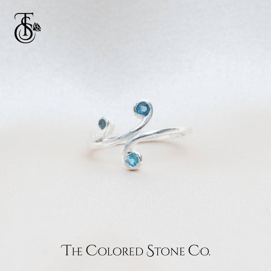 Celestial Swirls Ring- Natural Blue Topaz