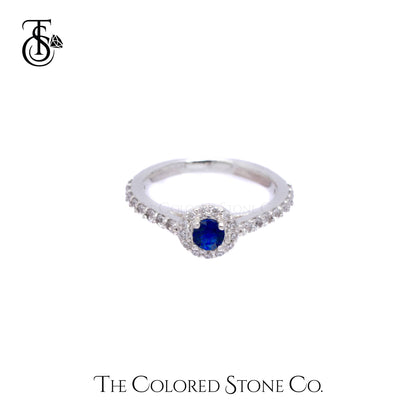 Hay-lo Ring- Lab Sapphire & American Diamond (CZ)