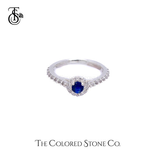Hay-lo Ring- Lab Sapphire & American Diamond (CZ)