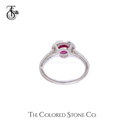 Majestic Halo Ring - Lab Ruby & White Cubic Zirconia