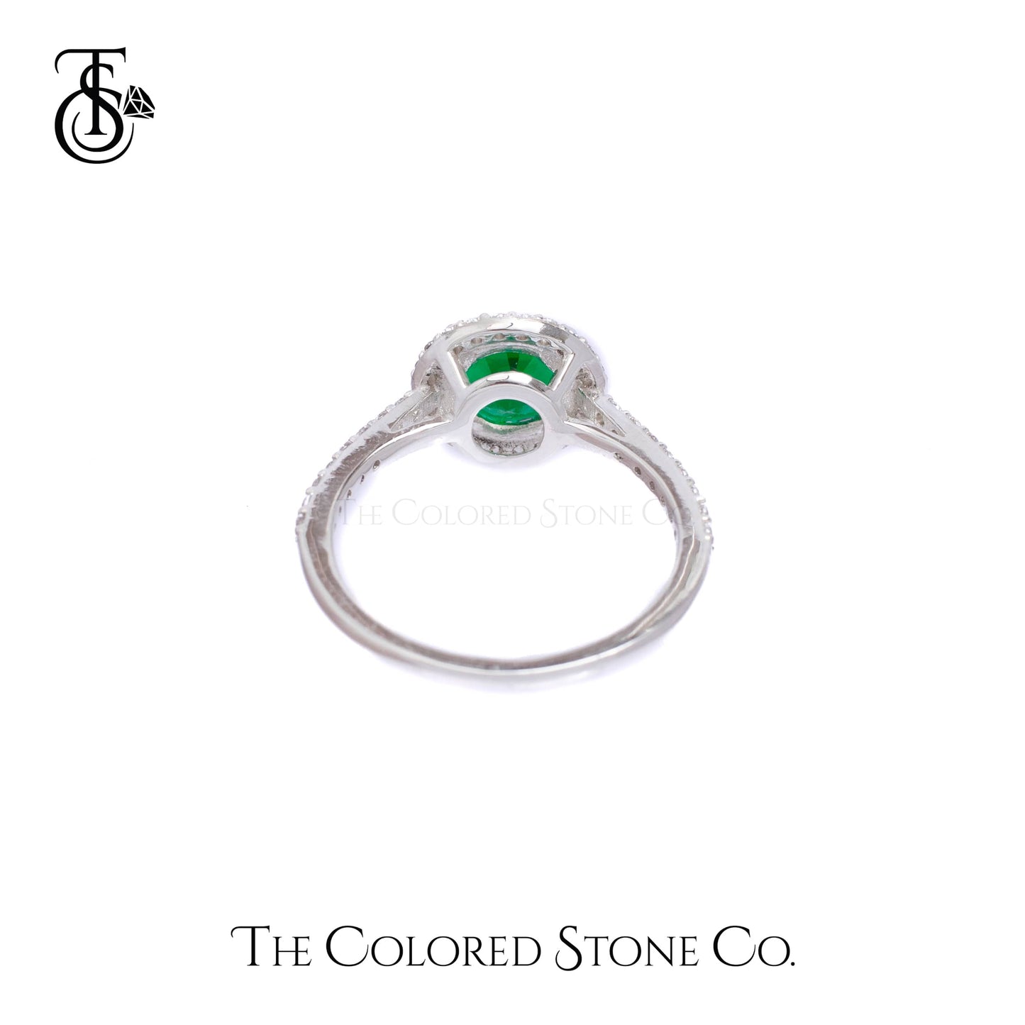 Majestic Halo Ring - Lab Emerald & White Cubic Zirconia