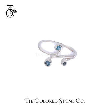 Celestial Swirls Ring- Natural Blue Topaz