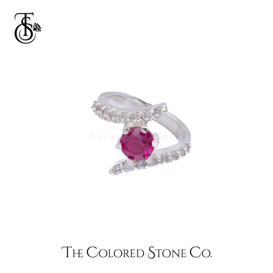 Whirls Ring- Lab Ruby & American Diamond (CZ)