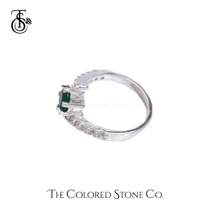 Whirls Ring- Lab Emerald & American Diamond (CZ)