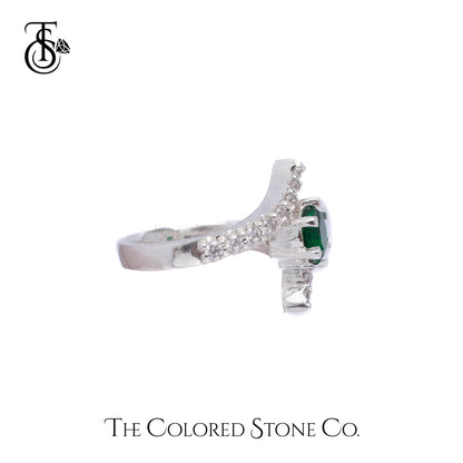 Whirls Ring- Lab Emerald & American Diamond (CZ)