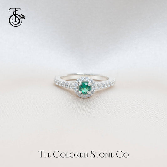 Hay-lo Ring- Lab Emerald & American Diamond (CZ)