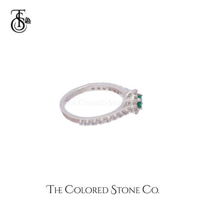 Hay-lo Ring- Lab Emerald & American Diamond (CZ)