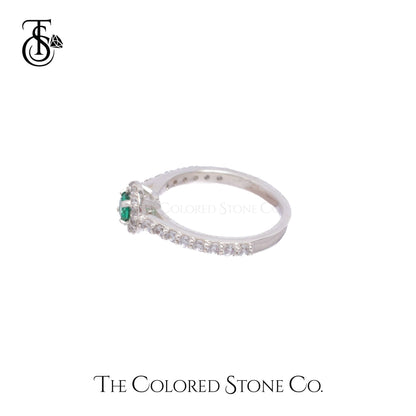 Hay-lo Ring- Lab Emerald & American Diamond (CZ)