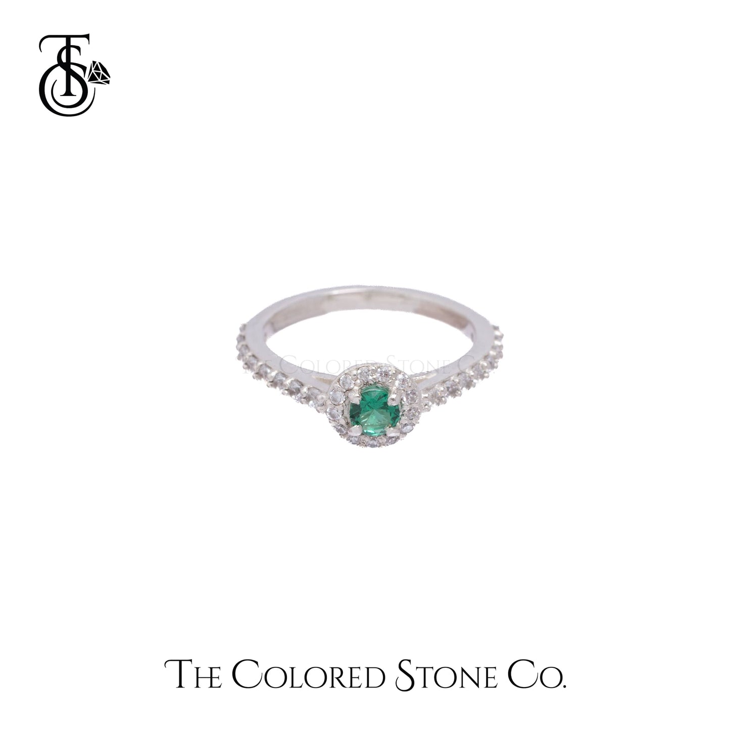 Hay-lo Ring- Lab Emerald & American Diamond (CZ)