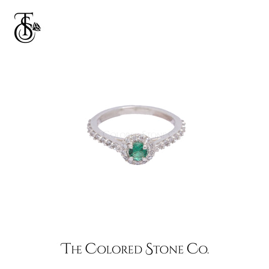 Hay-lo Ring- Lab Emerald & American Diamond (CZ)