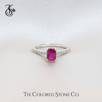 Simplicity Ring - Lab Ruby Checkerboard Cut