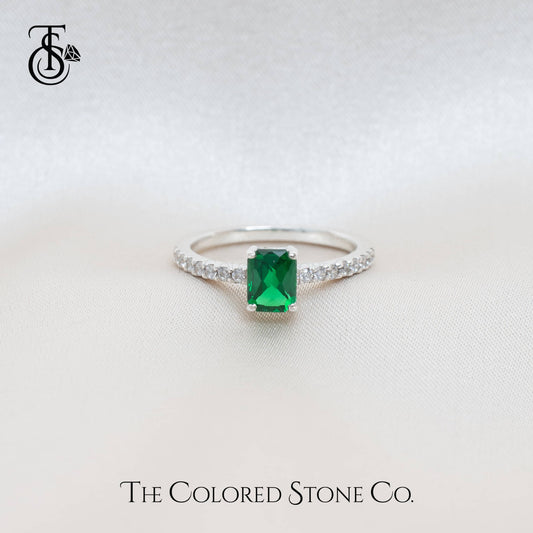 Simplicity Ring - Lab Emerald Checkerboard Cut