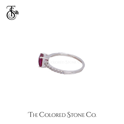 Simplicity Ring - Lab Ruby Checkerboard Cut