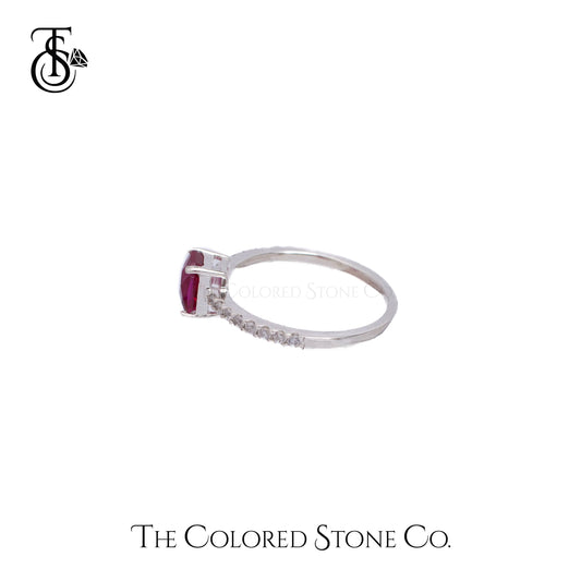 Simplicity Ring - Lab Ruby Checkerboard Cut