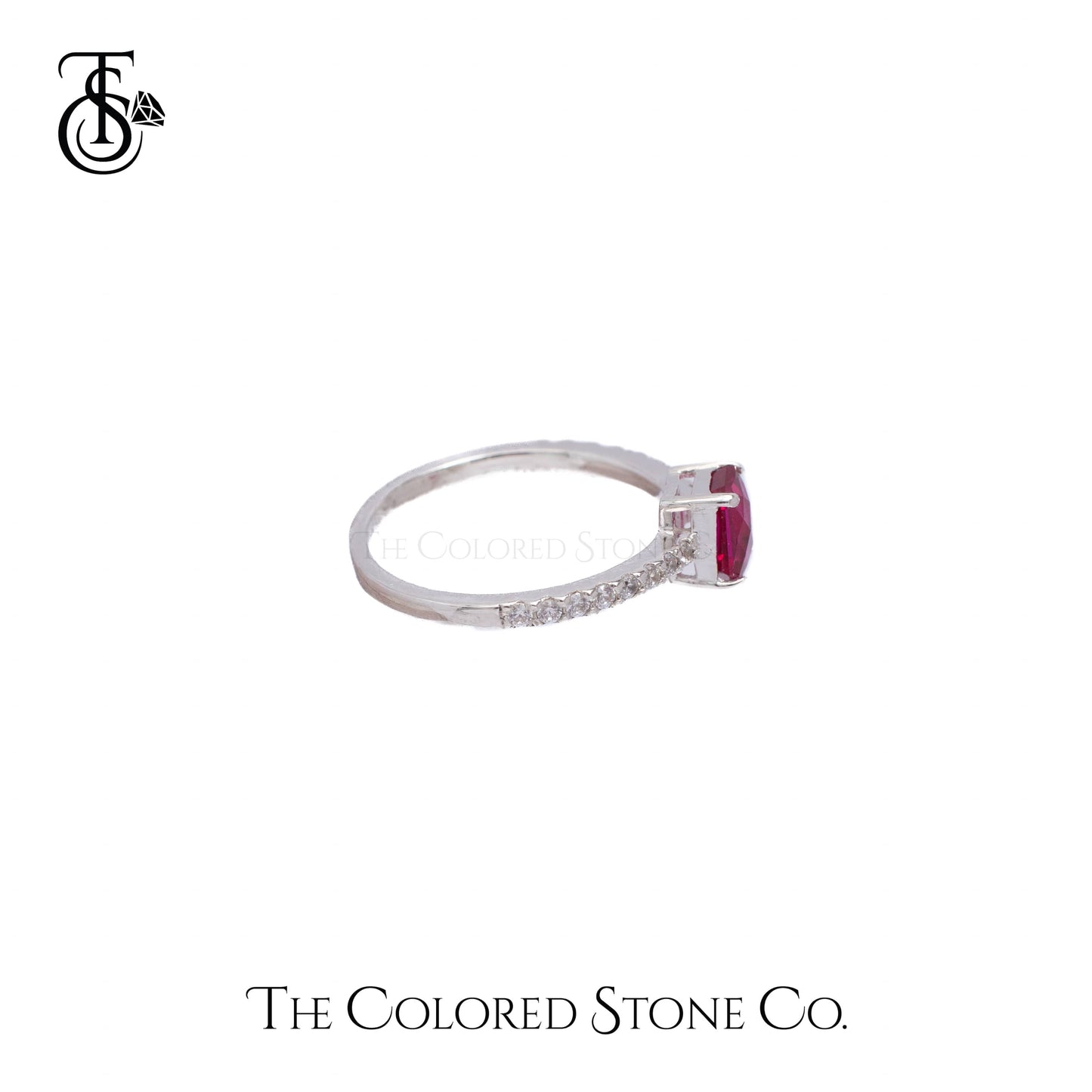 Simplicity Ring - Lab Ruby Checkerboard Cut