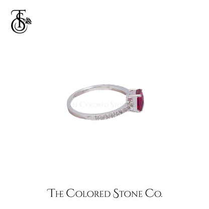 Simplicity Ring - Lab Ruby Checkerboard Cut