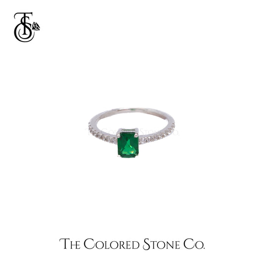 Simplicity Ring - Lab Emerald Checkerboard Cut