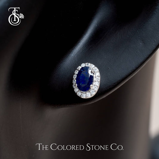 Eden Earrings - Natural Blue Sapphire (Glass Filled)