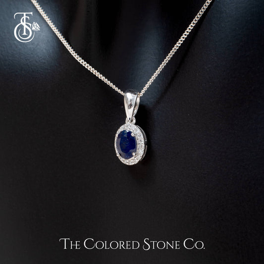 Eden Pendant - Natural Blue Sapphire (Glass Filled)