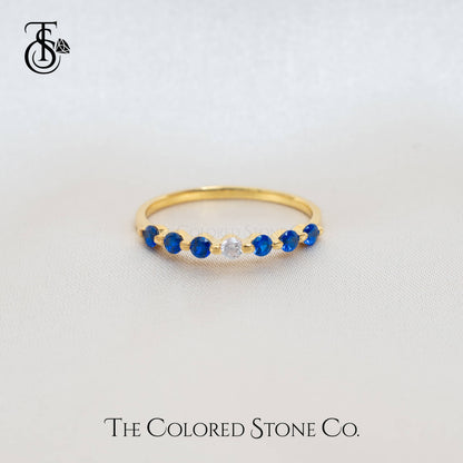 Spark Ring - 18K YG - Natural Blue Sapphire & Natural Diamonds