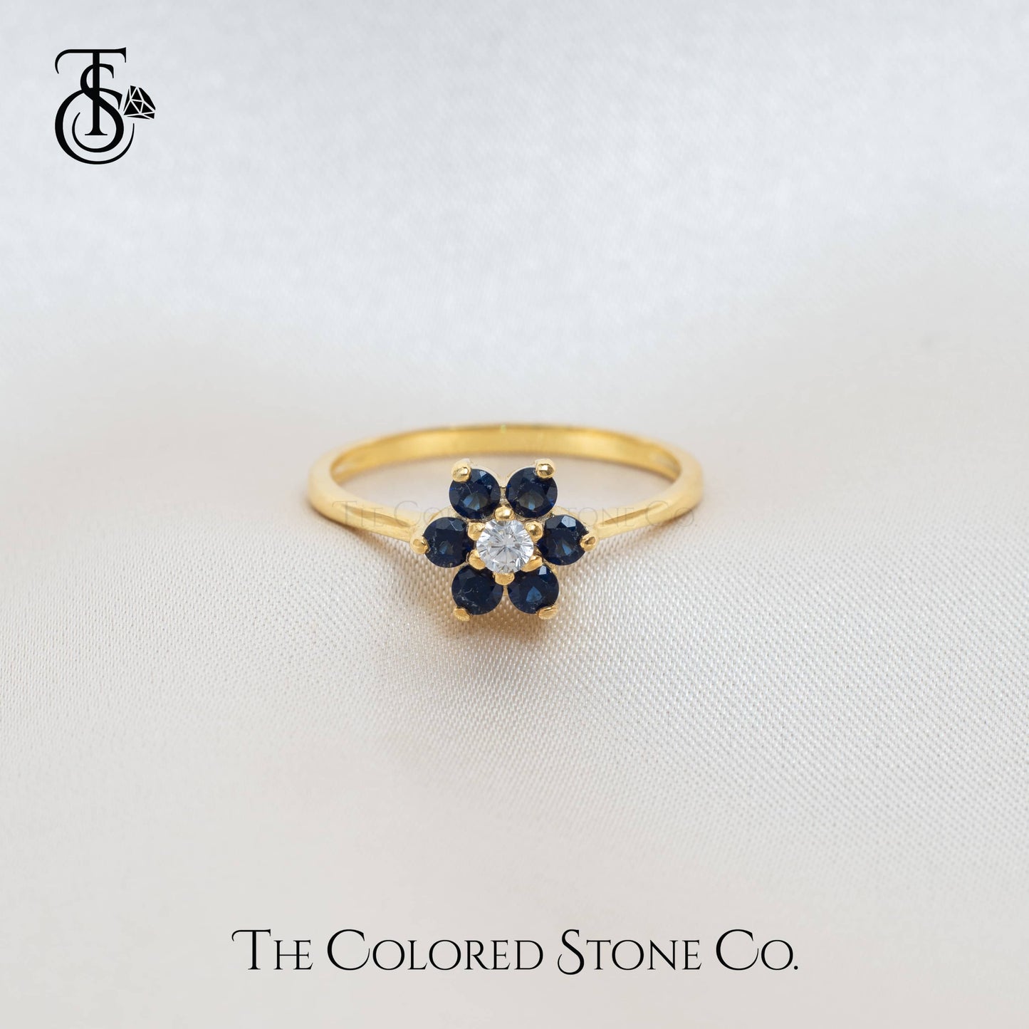 Flora Ring - 18K YG - Natural Blue Sapphire & Natural Diamonds
