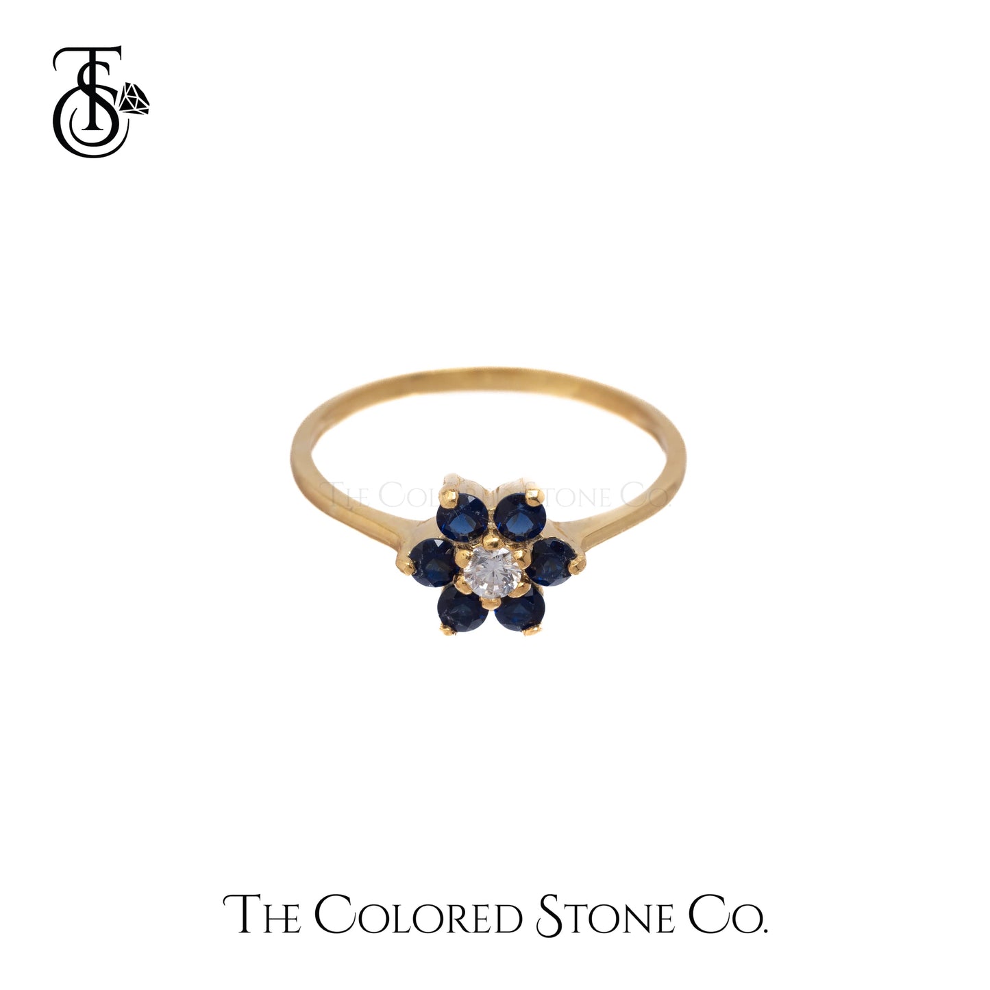 Flora Ring - 18K YG - Natural Blue Sapphire & Natural Diamonds